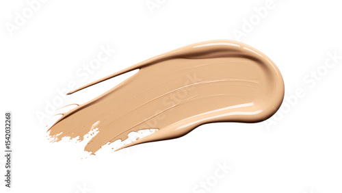 Makeup Liquid foundation stroke isolated on white background. Cosmetic product brush swatch