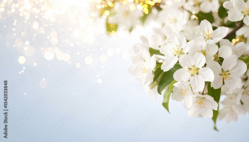 Fototapeta premium white flowers on bokeh background with copy space