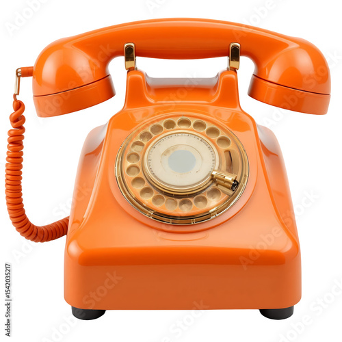 old vintage orange rotary phone