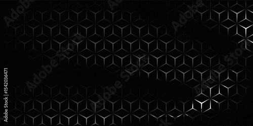 Dark hexagon abstract technology background with bright flashes under the hexagon. Hexagon game vector abstract technology background.
