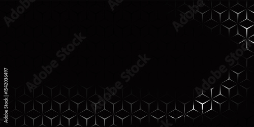 Dark hexagon abstract technology background with bright flashes under the hexagon. Hexagon game vector abstract technology background. Eps10