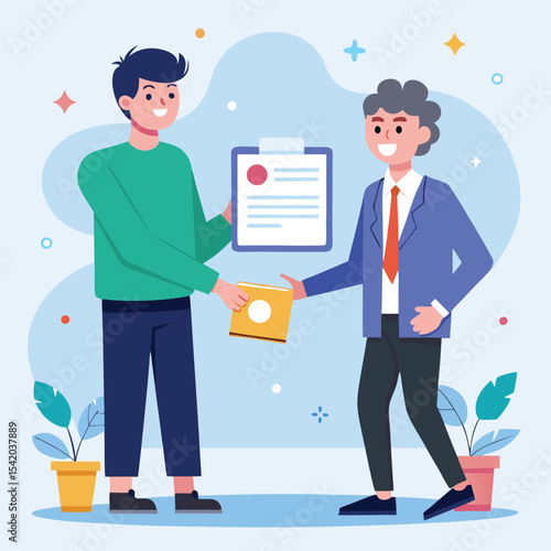 man receiving award certificate from zboss