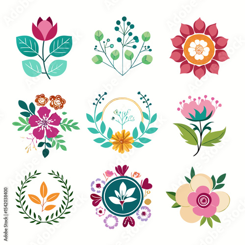Elegant Floral Boutique Logo Set: Six Vector Designs in EPS Format for Flower Shops, Stylists, and Wedding Services.