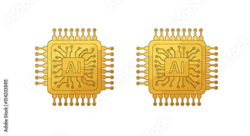 Gold artificial intelligence computer chips