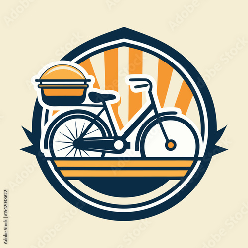 Fast Food Delivery Bicycle Logo: Dynamic Vector Design in EPS Format, Symbolizing Quick Service and Eco-Friendly Transport.