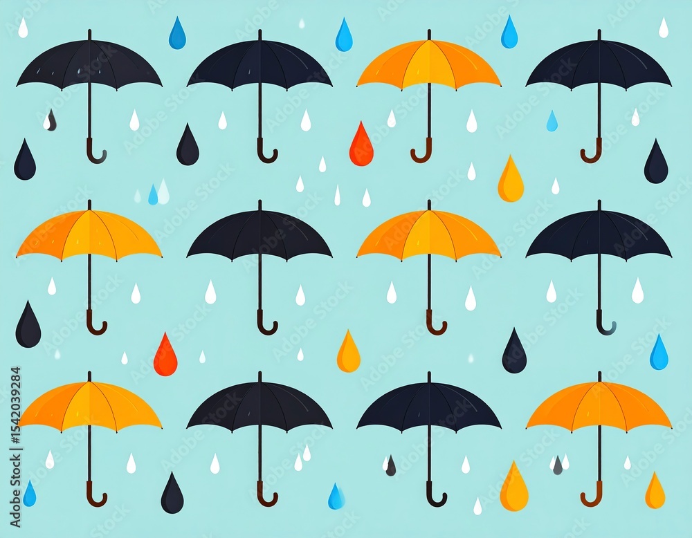 Red umbrella centered under soft rain, a cozy and peaceful rainy day scene. Red umbrella centered under soft rain, a cozy and peaceful rainy day scene.