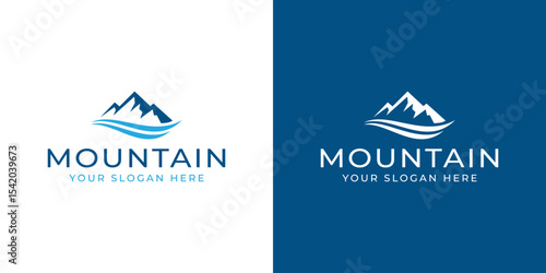 mountain water vector logo design