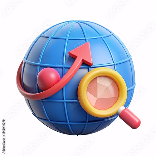 Global growth concept 3d render isolated on white background