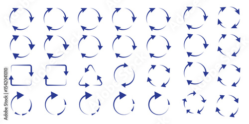 circle arrow icon set. refresh and reload icon set. recycle arrow vector icon, recycling symbol, reuse sign, recycle eco icon, decompose, eco friendly, vector illustration on transparent background