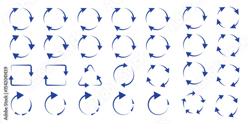 circle arrow icon set. refresh and reload icon set. recycle arrow vector icon, recycling symbol, reuse sign, recycle eco icon, decompose, eco friendly, vector illustration on transparent background