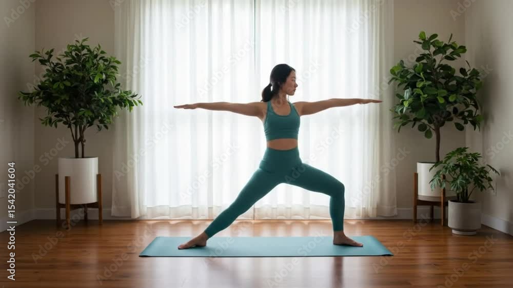 Young and fit woman practicing yoga indoor in the home. Young and fit woman practicing yoga indoor in the home.