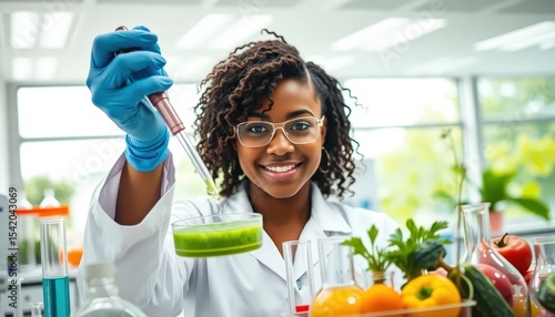 a young African American woman in a laboratory setting