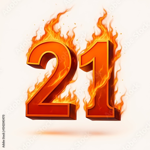 Number 21 with Fire
