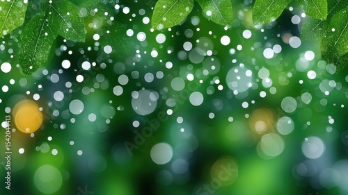 Wallpaper Mural Fresh Green Leaves with Soft Bokeh Lights and Abstract Background for Nature-Themed Design or Decoration Torontodigital.ca