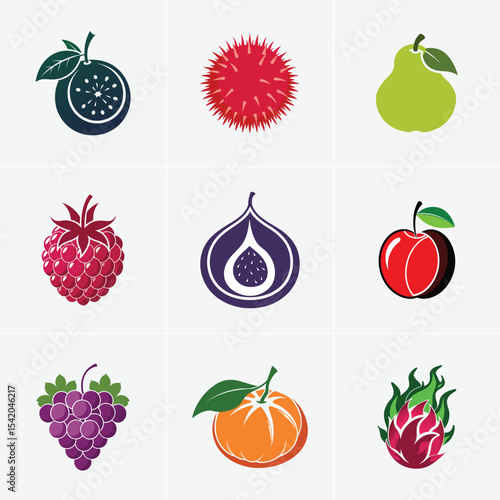 Vibrant Fruit Icons A Collection of Delicious Vector Graphics