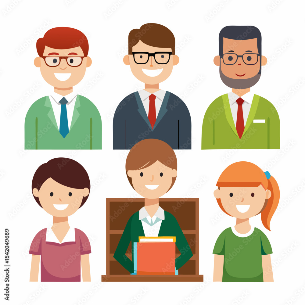 Fototapeta premium Teacher in Front of Board Icon on White Background, Classroom Education, Teaching Activity, School Lesson, Academic Instruction, Vector Illustration