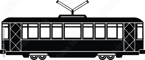 Minimalist tram silhouette illustration