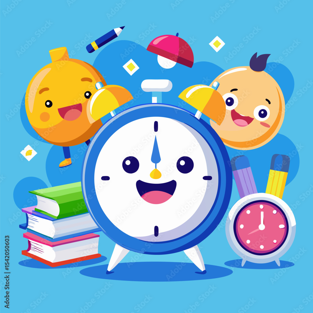 Fototapeta premium 3D alarm clock emoji isolated on white background, realistic illustration representing time management, reminders, punctuality, productivity, scheduling, and digital communication. 