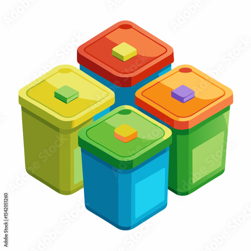 3D food storage container isolated on white background, realistic illustration representing kitchen organization, meal prep, freshness, storage solutions, and modern culinary tools.
