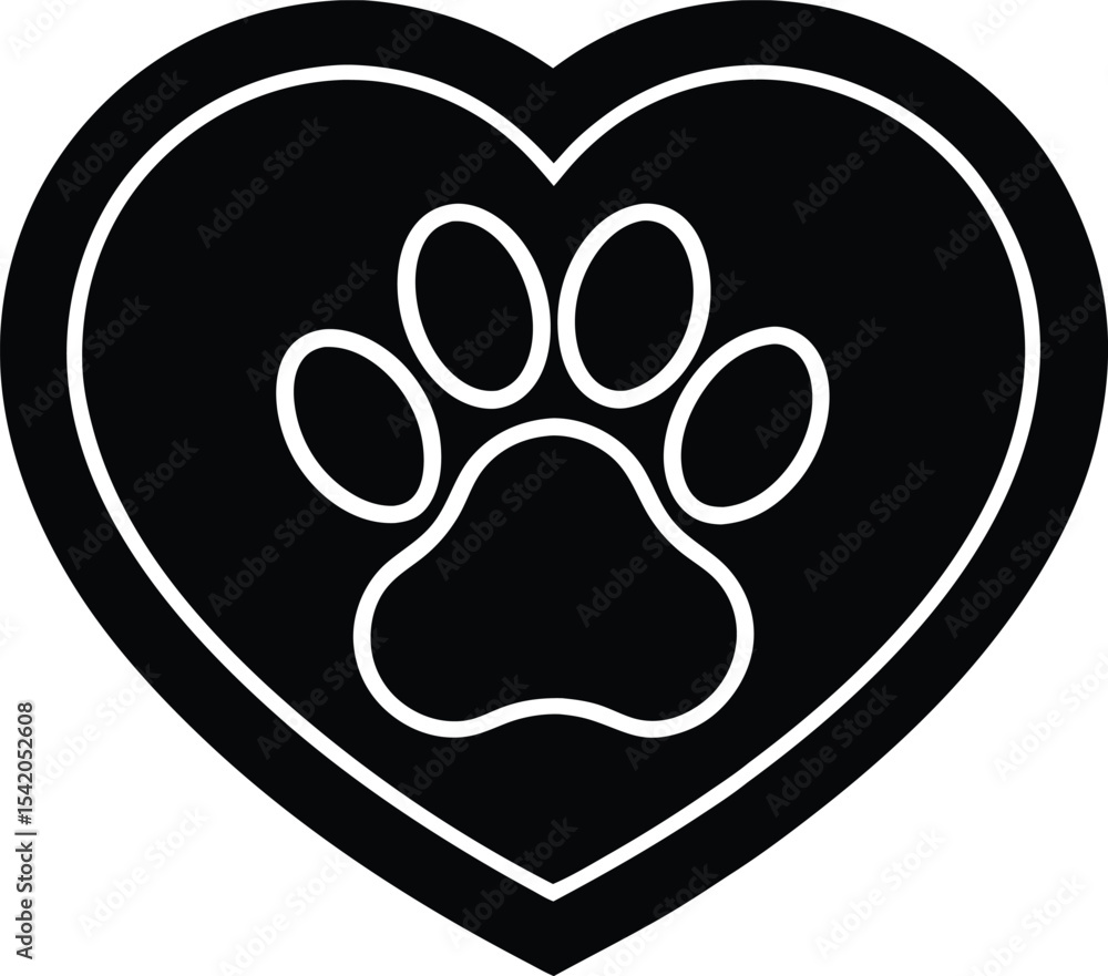 Obraz premium Minimalist cute cat paw silhouette