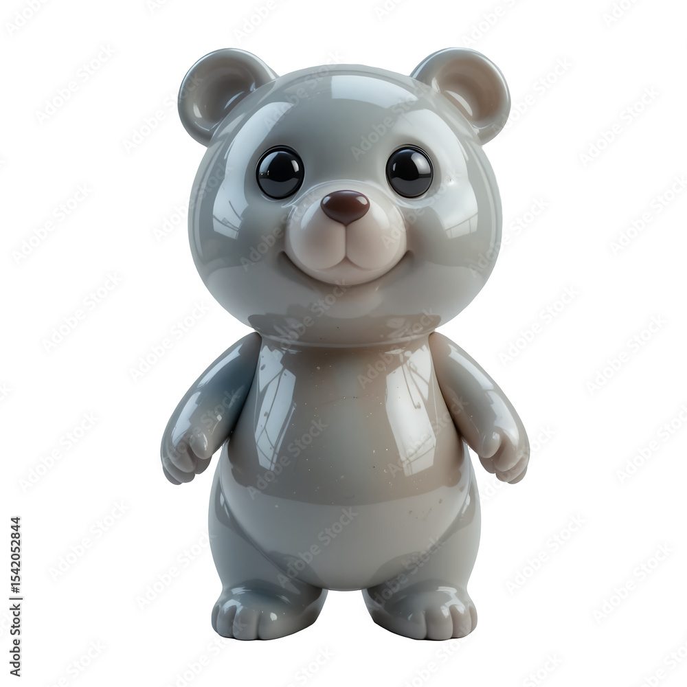 Fototapeta premium A 3D Blender-style bear figurine with a chunky, rounded shape and a smooth, glossy plastic finish