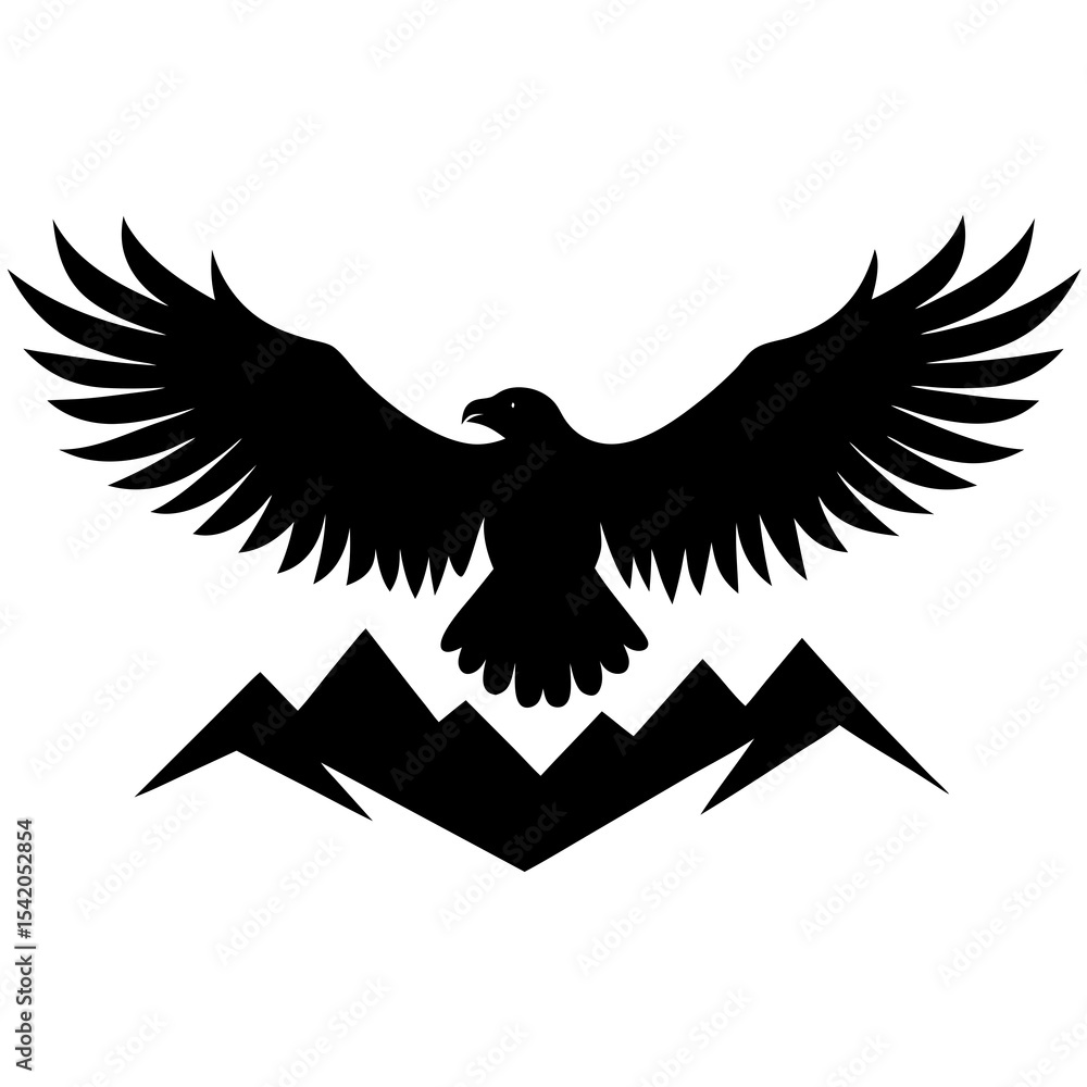 Obraz premium Eagle in flight logo icon illustration for mountain view and patriotic nature theme