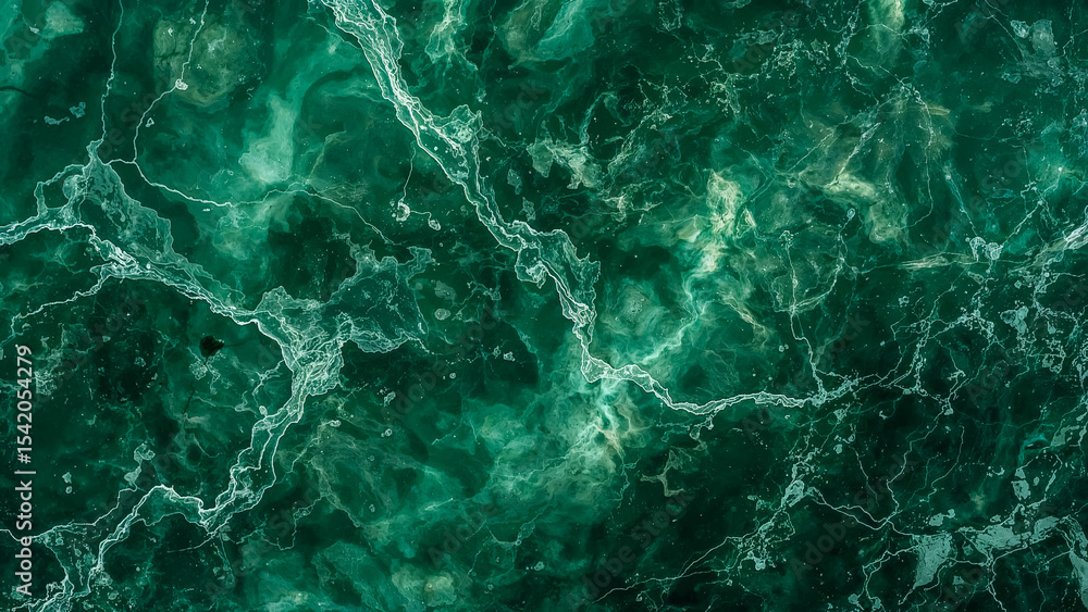 Fototapeta premium Emerald Green Marble Texture Background Swirling Veins Design Element