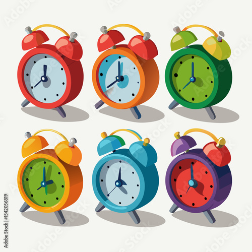3D alarm clock isolated on white background, realistic timekeeping illustration representing punctuality, schedule, reminders, productivity, and daily routine for business, lifestyle, and educational 