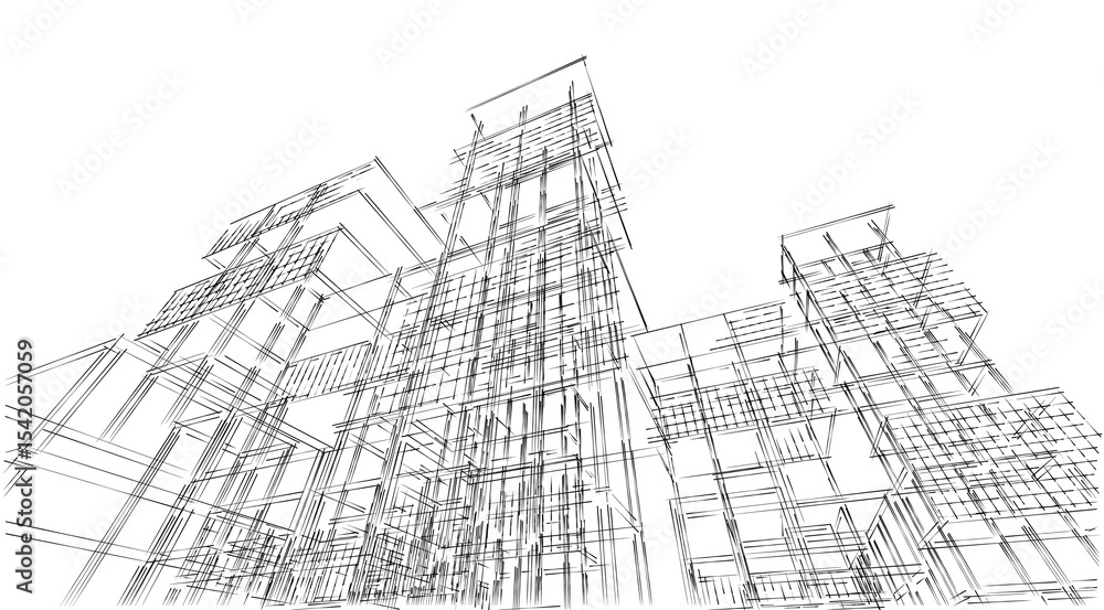 Fototapeta premium abstract architecture frame construction 3d illustration