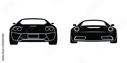 Symbol of a Sporty Sports Car Rear View Skimming Pavement Silhouette on White Background