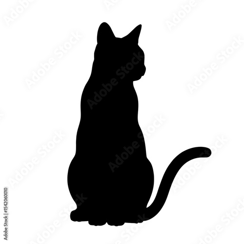 Black Cat Silhouette Vector Graphic Element Isolated Minimal Animal Shape