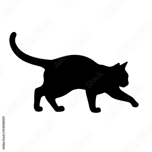 Black Cat Walking Silhouette Vector Illustration Graphic Element Design Icon Animal Outline Minimalist Simple Shape