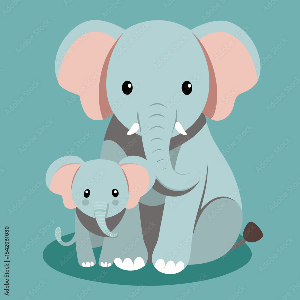 Naklejka premium elephant, animal, cartoon, vector, mammal, baby, illustration, fun, wild, wildlife, nature, safari, character, art, pink, funny, cute, drawing, gray, design, animals, zoo, jungle, trunk, big