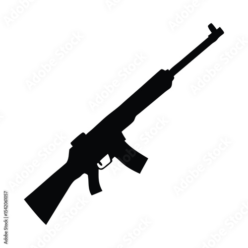 black silhouette vector of a rifle, assault rifle vector illustration