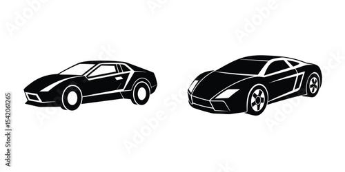 Dynamic Sculpted Sports Car Gliding Along Pavement Silhouette on White Background