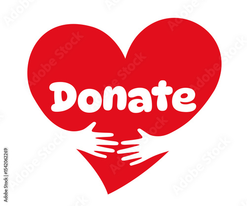 donate ,Two hands embracing a red heart. A symbol of love.