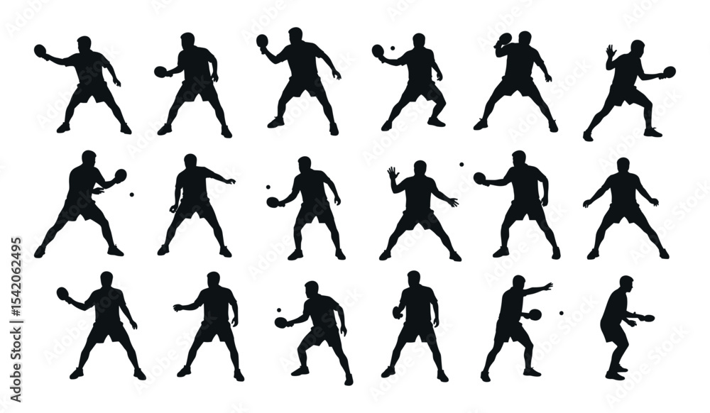 A Collection of Male Athletes in Various Action Poses, Demonstrating Serves, Returns, and Game Play A Collection of Male Athletes in Various Action Poses, Demonstrating Serves, Returns, and Game Play