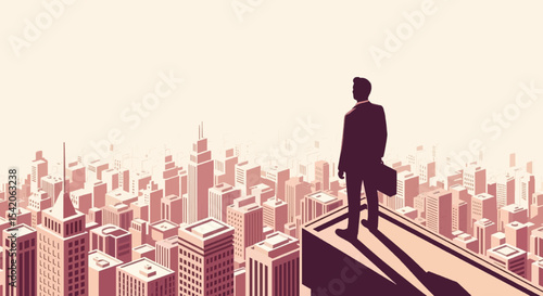 CEO Silhouette Overlooking City