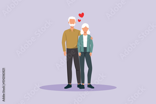 Seniors in Love Concept. Colored flat vector illustration isolated