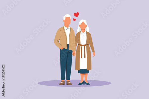 Seniors in Love Concept. Colored flat vector illustration isolated