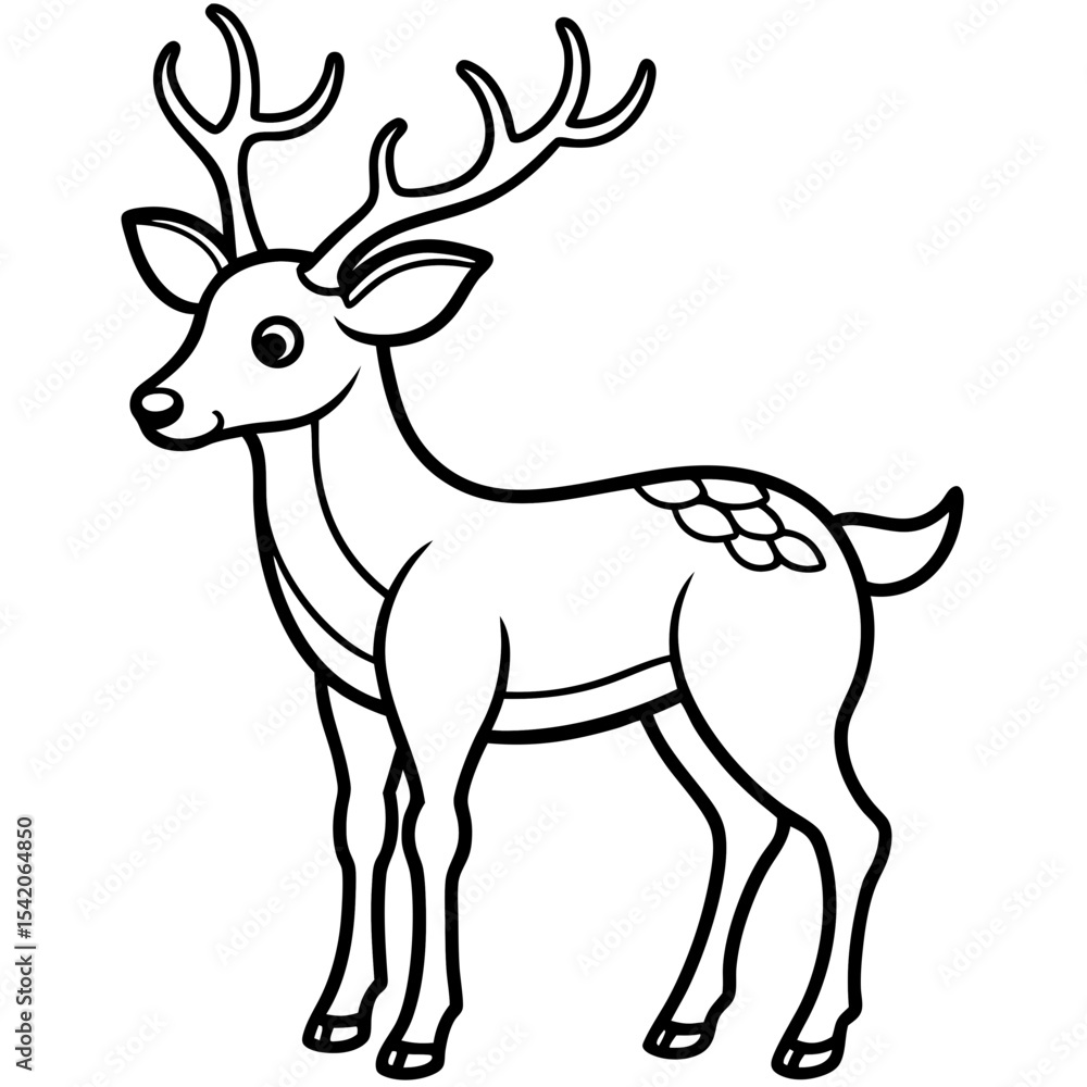 Obraz premium Reindeer (stylized) line art vector