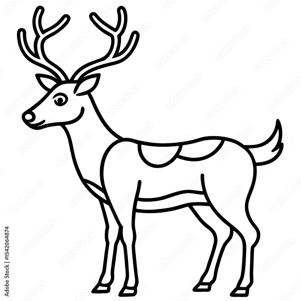 Fototapeta premium Reindeer (stylized) line art vector