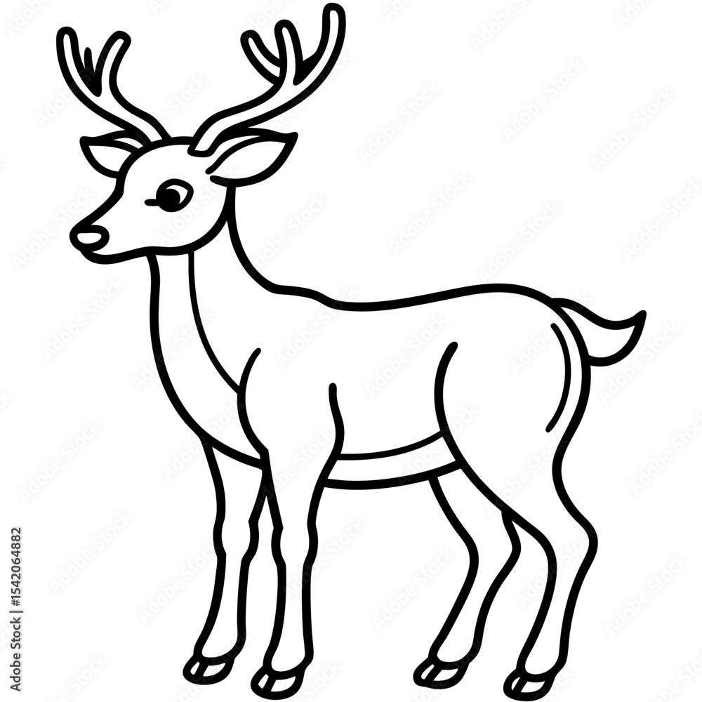 Fototapeta premium Reindeer (stylized) line art vector