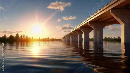 Wallpaper Mural River bridge sunset landscape Torontodigital.ca