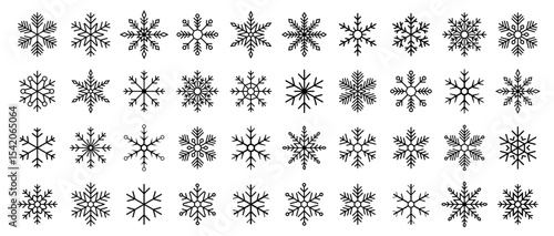  Snowflake icons collection. Happy new year, xmas, christmas. Snowflakes icons. Snowflake vector . New year ornament