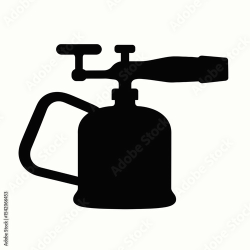 very simple flat and single minimalist Blacksmith Blowtorch Silhouettes in black on a white background