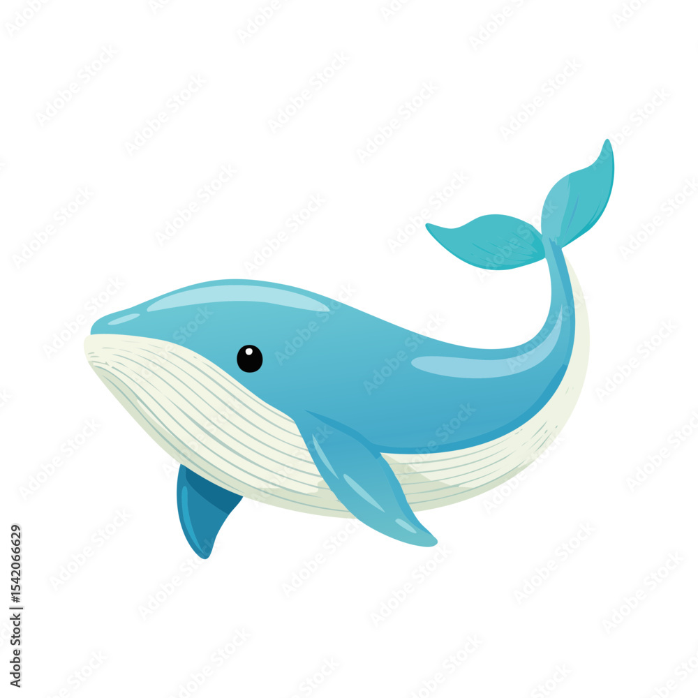 Obraz premium A cheerful blue whale gracefully swimming, representing marine life and ocean ecosystem
