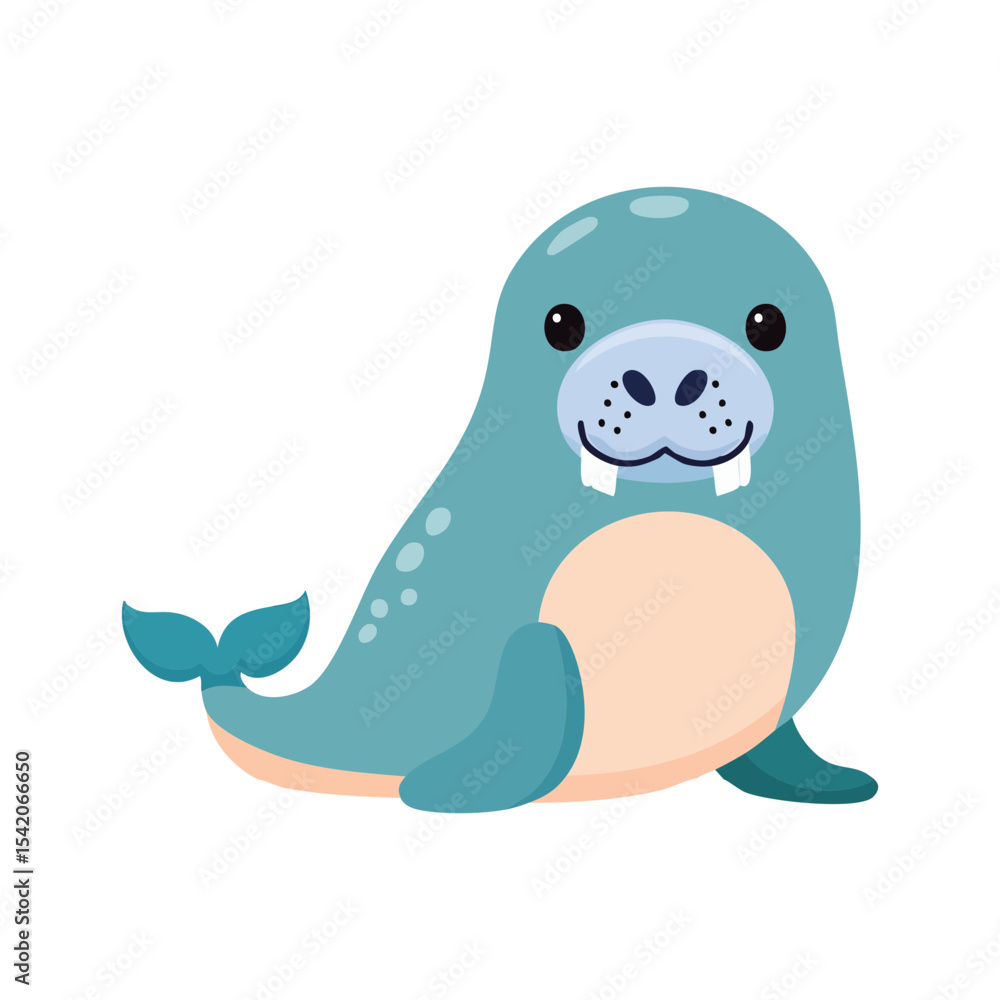 A cute cartoon seal with friendly face A cute cartoon seal with friendly face