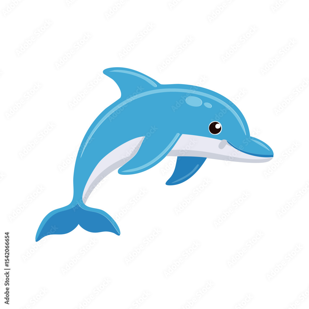 Fototapeta premium A vibrant cartoon dolphin playfully jumping
