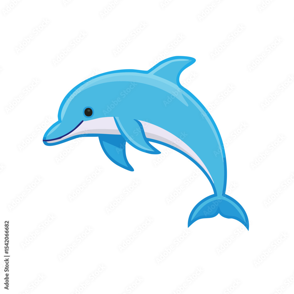 A delightful cartoon illustration of a playful dolphin in the blue ocean A delightful cartoon illustration of a playful dolphin in the blue ocean